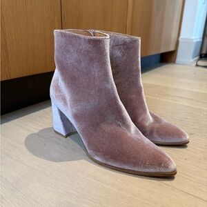 Stuart Weitzman Blush Velvet Ankle Boots